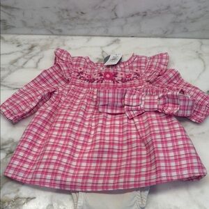 Gap Pink Plaid Baby Dress with Bow